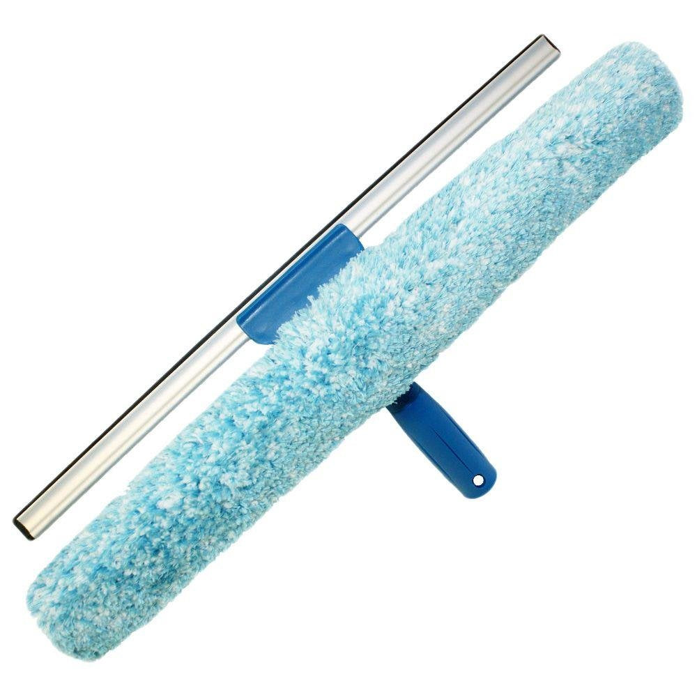 Unger Professional 2-in-1 Squeegee & Scrubber - 18” Window Cleaning Tool – Cleaning Supplies Squeegee for Window Cleaning Commercial & Residential Use Microfiber Sleeve