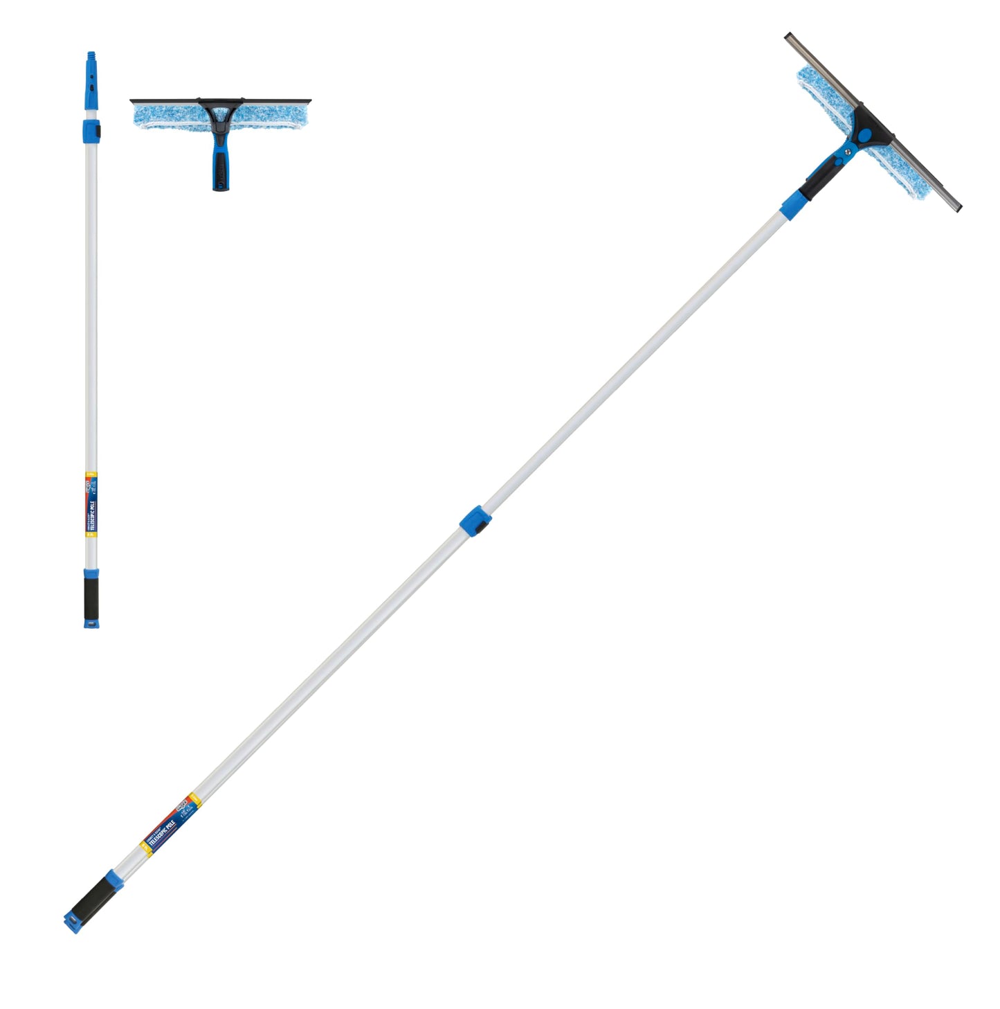 Unger Professional 2-in-1 Squeegee & Scrubber - 14” Window Cleaning Tool & 8’ Connect & Clean Pole – Cleaning Supplies Squeegee for Window Cleaning Commercial & Residential Use Microfiber Sleeve