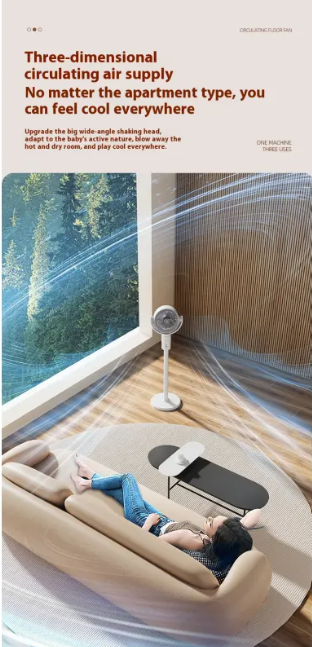 Air Circulator Fan with Remote Control & 3D Oscillation, USB Rechargeable